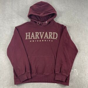 Harvard University Mens Large Maroon Hoodie Pullover Embroidered Logo